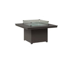 Numa 47" Sq Fire Pit Rockwood Outdoor Furniture Hammered Top: Stainless MGP Graphite 