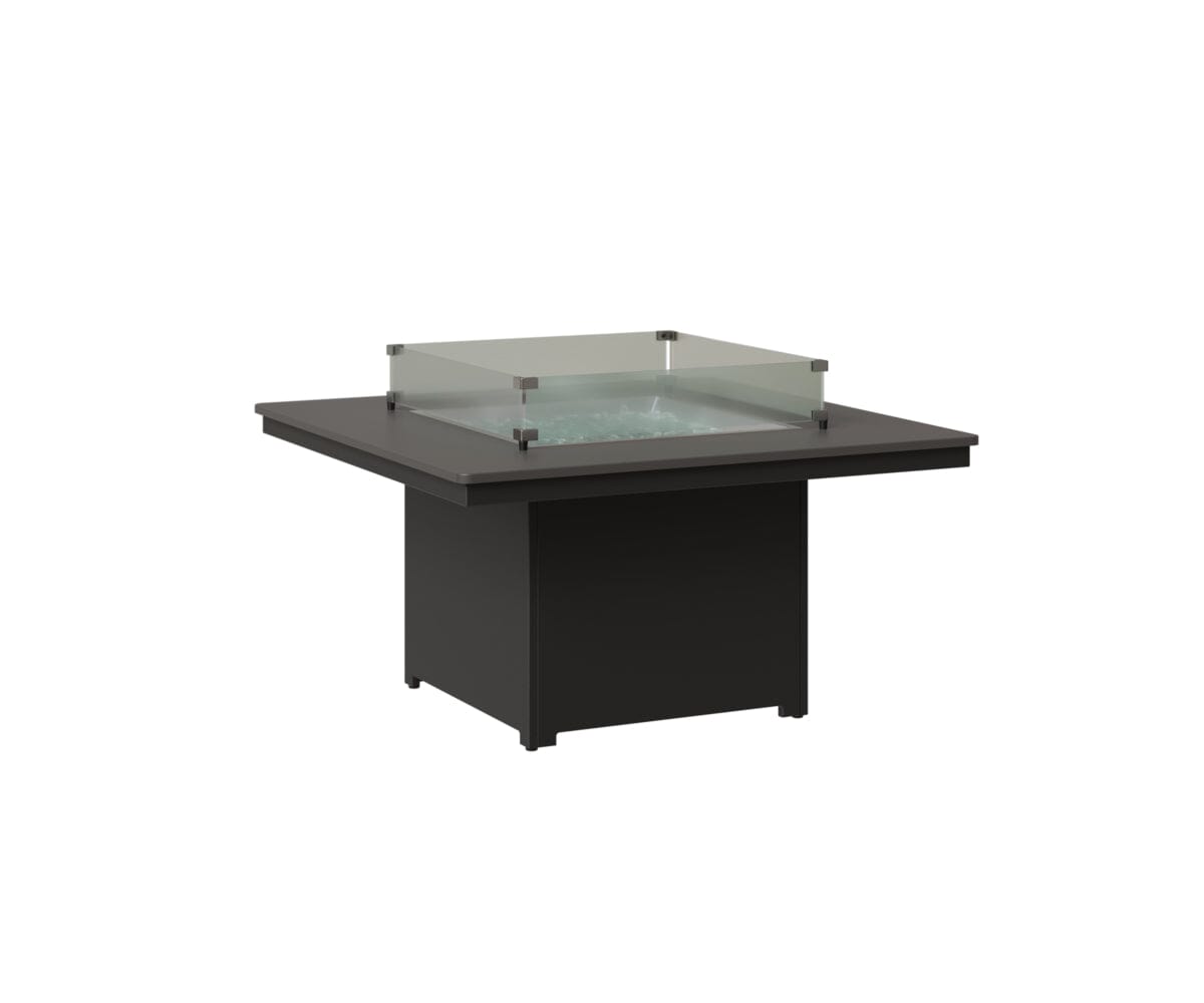 Numa 47" Sq Fire Pit Rockwood Outdoor Furniture Hammered Top: Stainless MGP Black 