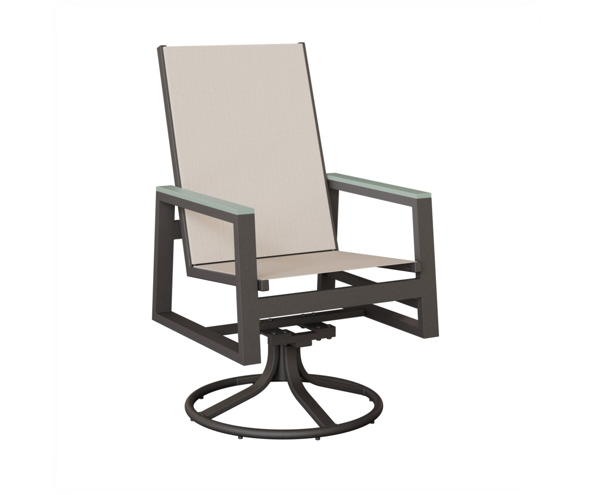 Vida High-Back Padded Sling Swivel Rocker Dining Chair