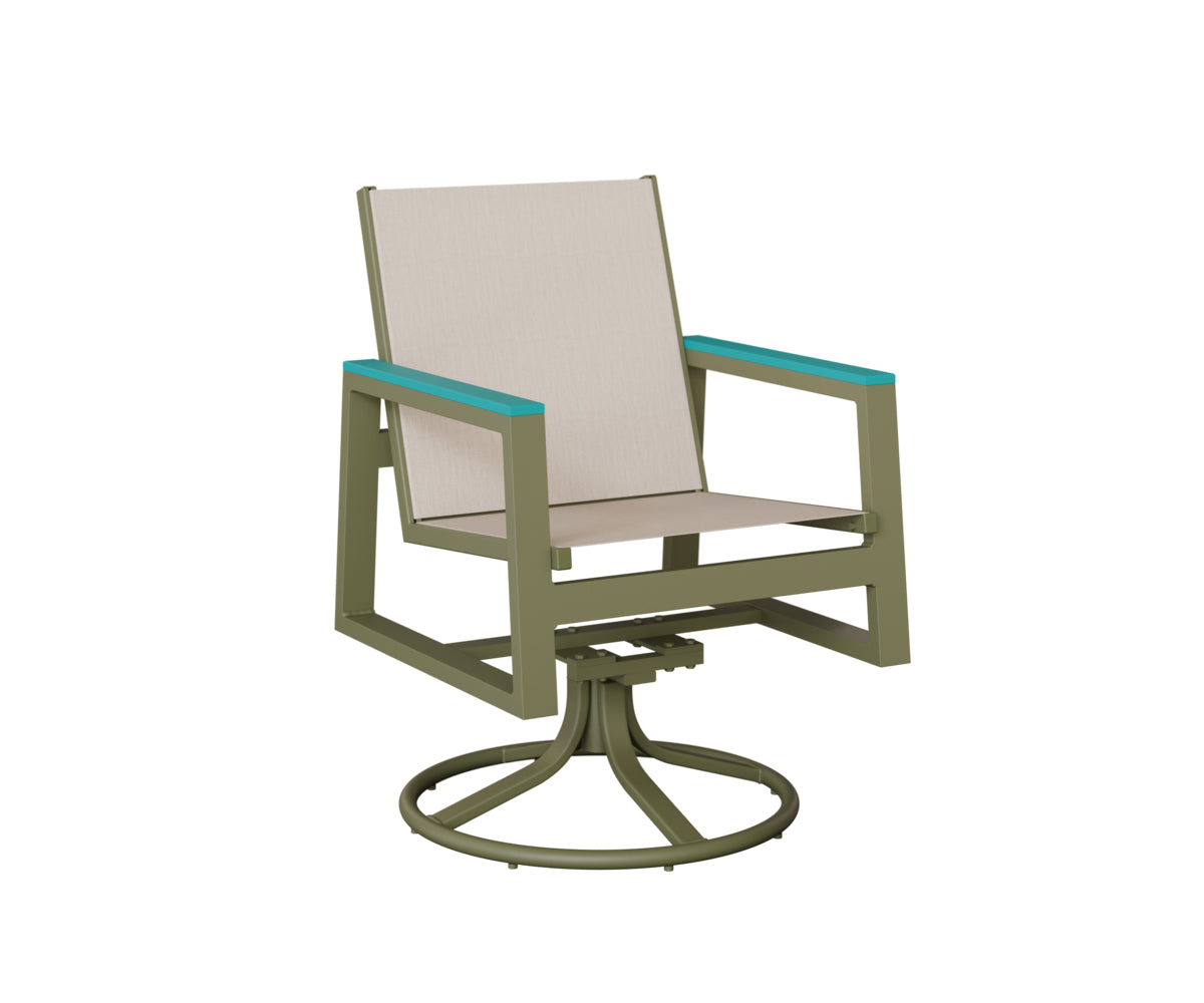 Vida Padded Sling Swivel Rocker Dining Chair
