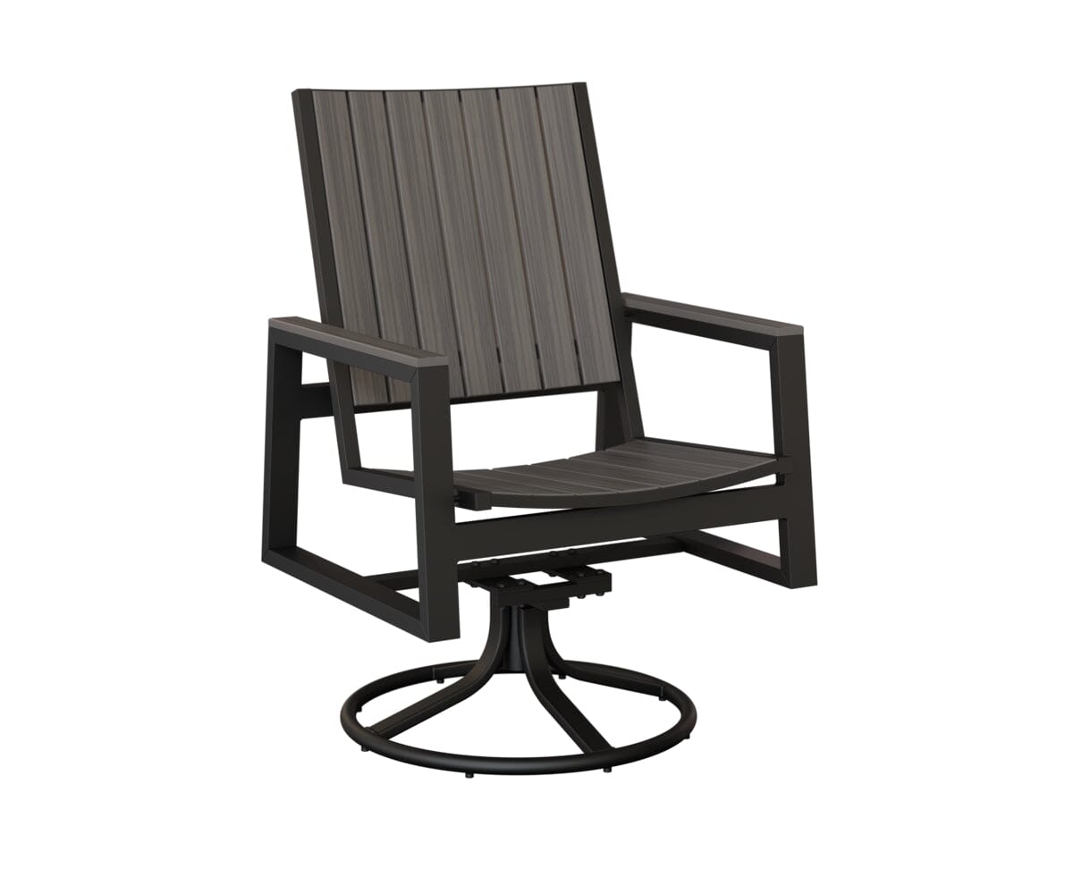 Vida Poly Swivel Rocker Dining Chair Dining Chairs Rockwood Outdoor Furniture Black Natural Finish: Coastal Gray 
