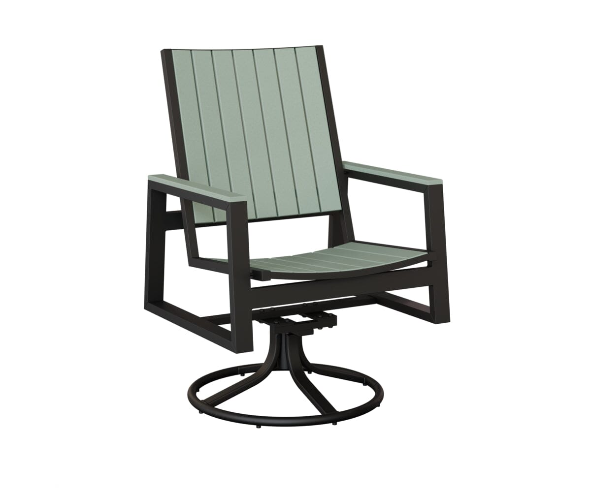 Vida Poly Swivel Rocker Dining Chair Dining Chairs Rockwood Outdoor Furniture Black Sea foam 