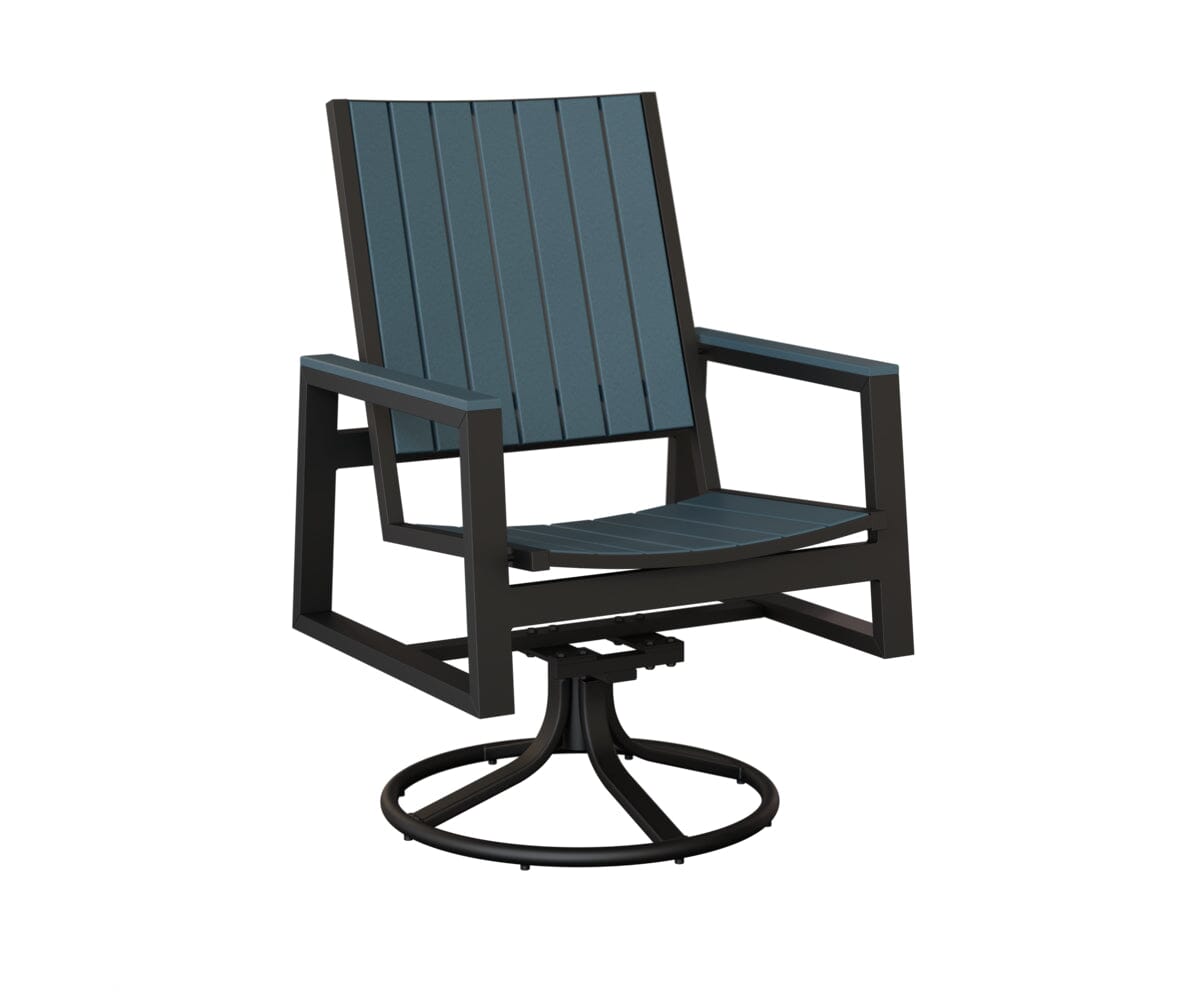 Vida Poly Swivel Rocker Dining Chair Dining Chairs Rockwood Outdoor Furniture Black Slate 