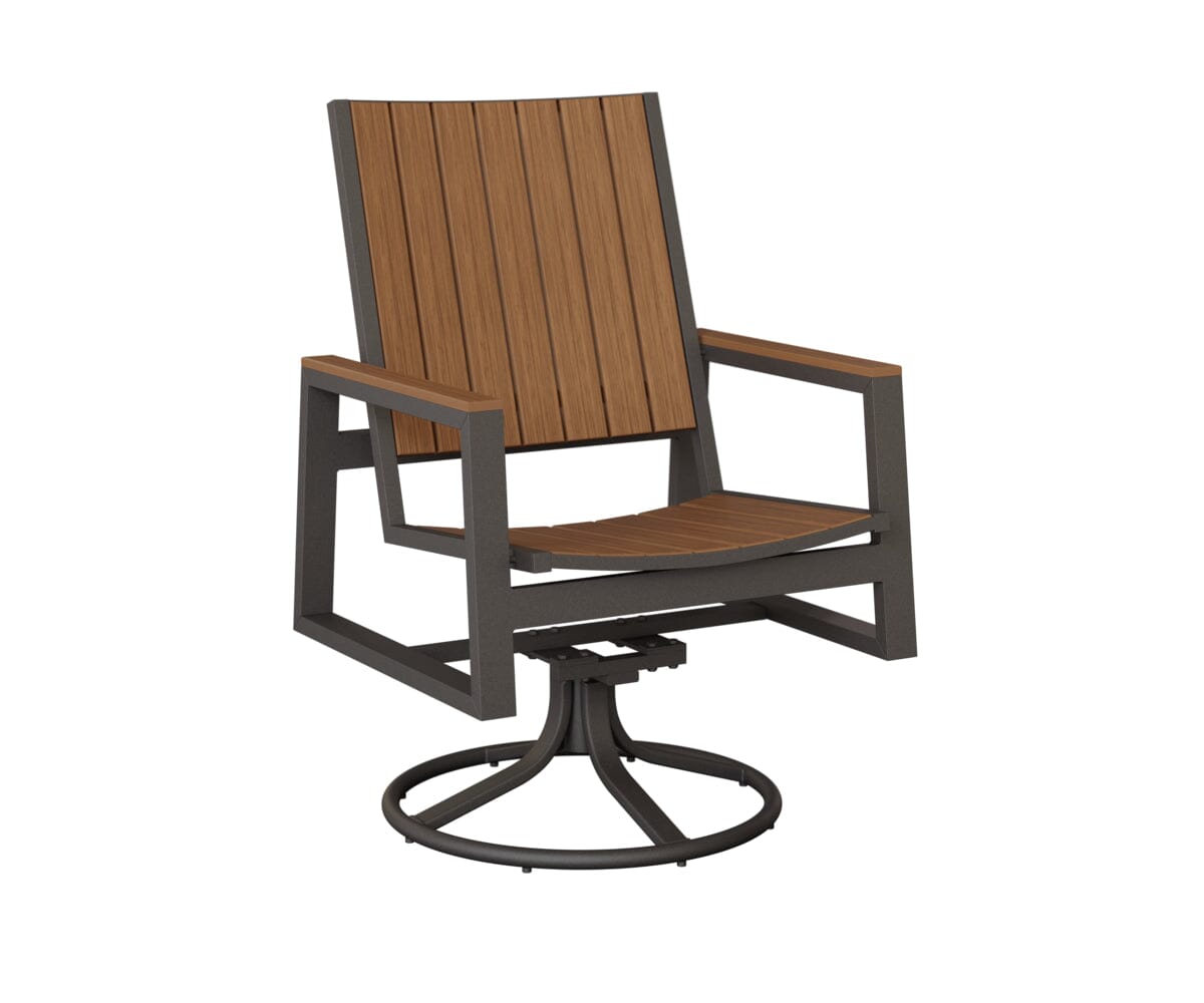 Vida Poly Swivel Rocker Dining Chair Dining Chairs Rockwood Outdoor Furniture Granite Speckle Natural Finish: Antique Mahogany 