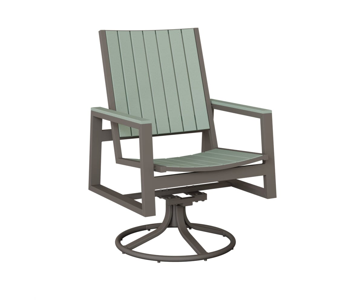 Vida Poly Swivel Rocker Dining Chair Dining Chairs Rockwood Outdoor Furniture Graphite Sea foam 