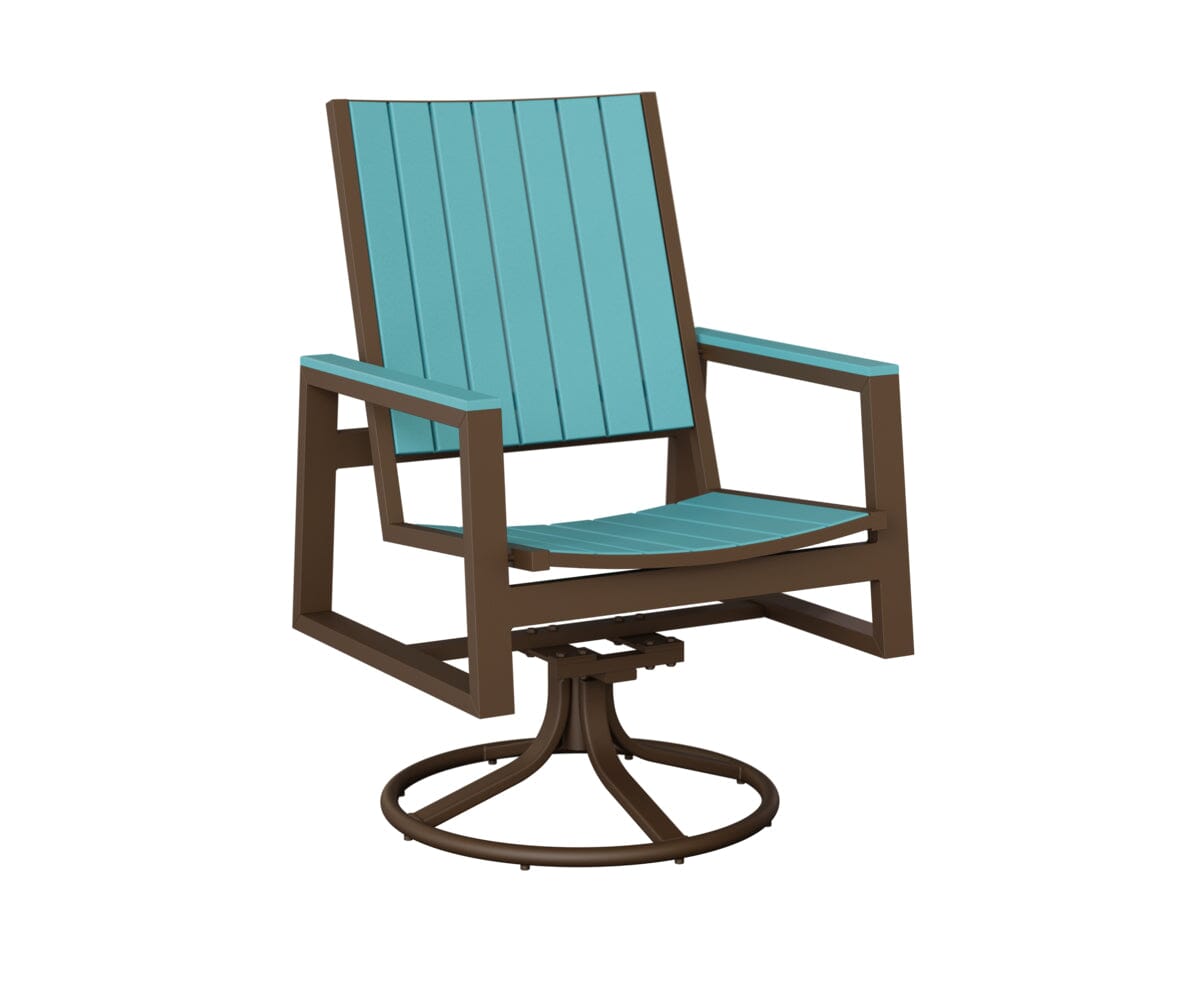 Vida Poly Swivel Rocker Dining Chair Dining Chairs Rockwood Outdoor Furniture Mesquite Wood Vein Aruba Blue 