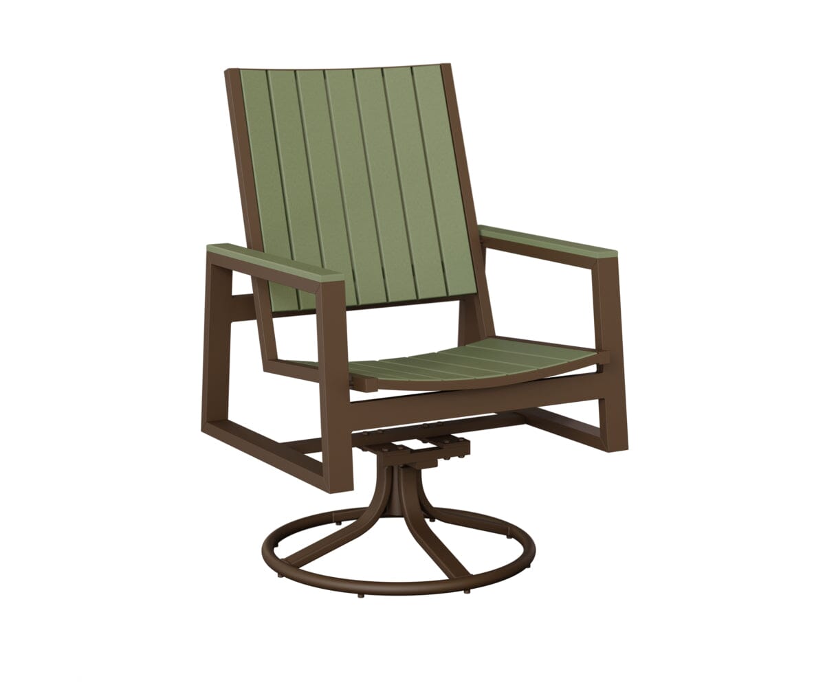Vida Poly Swivel Rocker Dining Chair Dining Chairs Rockwood Outdoor Furniture Mesquite Wood Vein Sage 