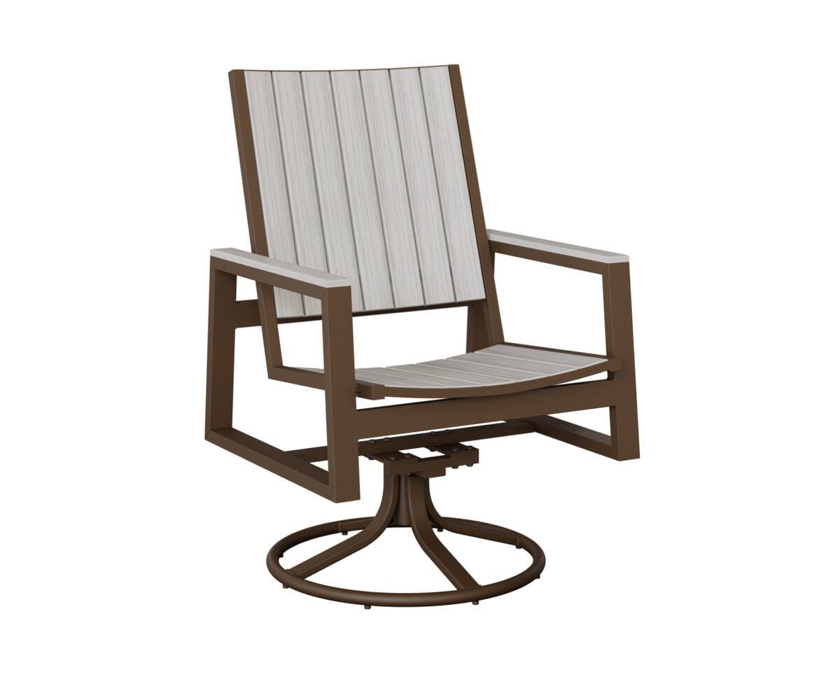 Vida Poly Swivel Rocker Dining Chair Dining Chairs Rockwood Outdoor Furniture Mesquite Wood Vein Natural Finish: Seashell 