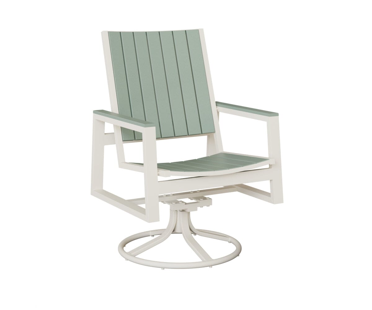 Vida Poly Swivel Rocker Dining Chair Dining Chairs Rockwood Outdoor Furniture White Sea foam 