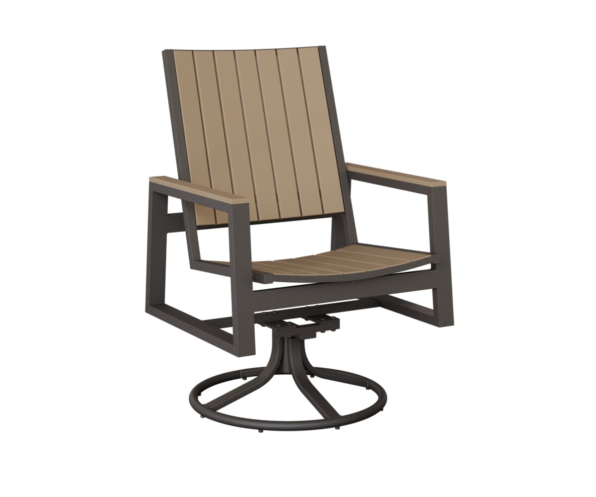 Vida Poly Swivel Rocker Dining Chair Dining Chairs Rockwood Outdoor Furniture Granite Speckle Weatherwood 