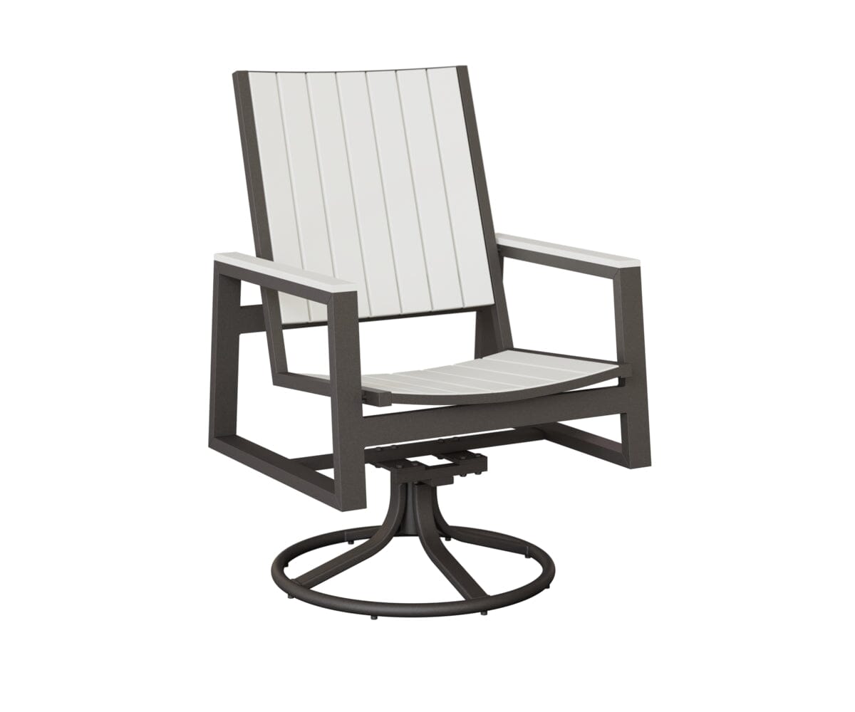 Vida Poly Swivel Rocker Dining Chair Dining Chairs Rockwood Outdoor Furniture Granite Speckle White 