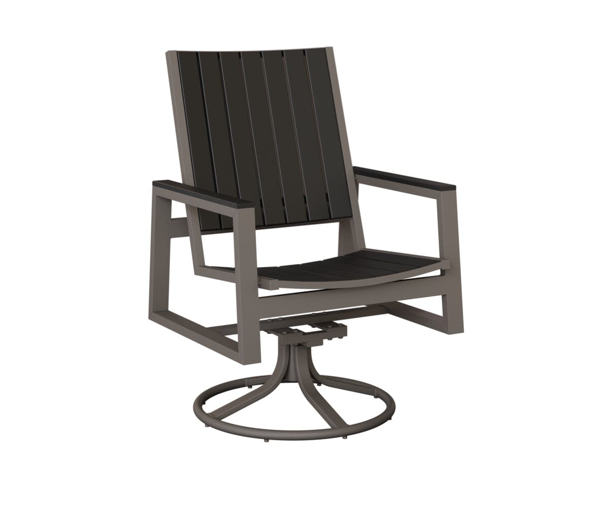 Vida Poly Swivel Rocker Dining Chair Dining Chairs Rockwood Outdoor Furniture Graphite Black 